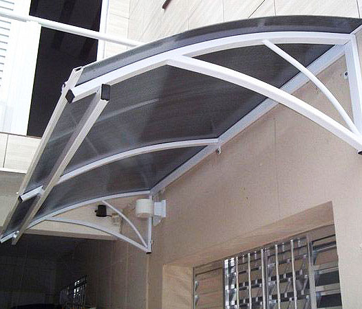 grey poly-carbonate canopy awning